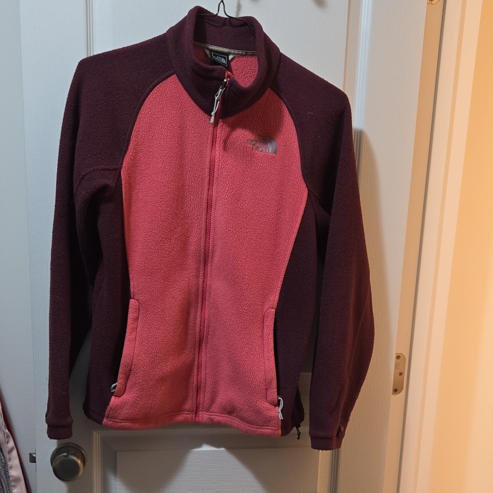 The North Face Two-Tone Fleece Jacket in Pink and Burgundy